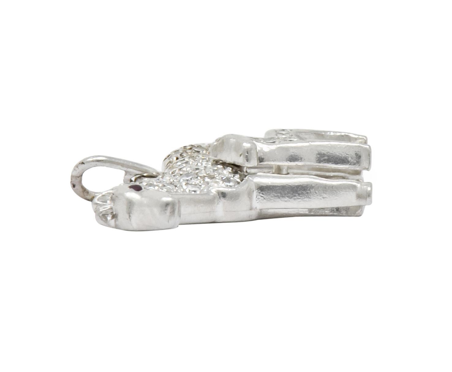 Bettelarmband aus Platin mit Perlmutt-Diamant-Pavé im Art-déco-Stil für Damen oder Herren im Angebot