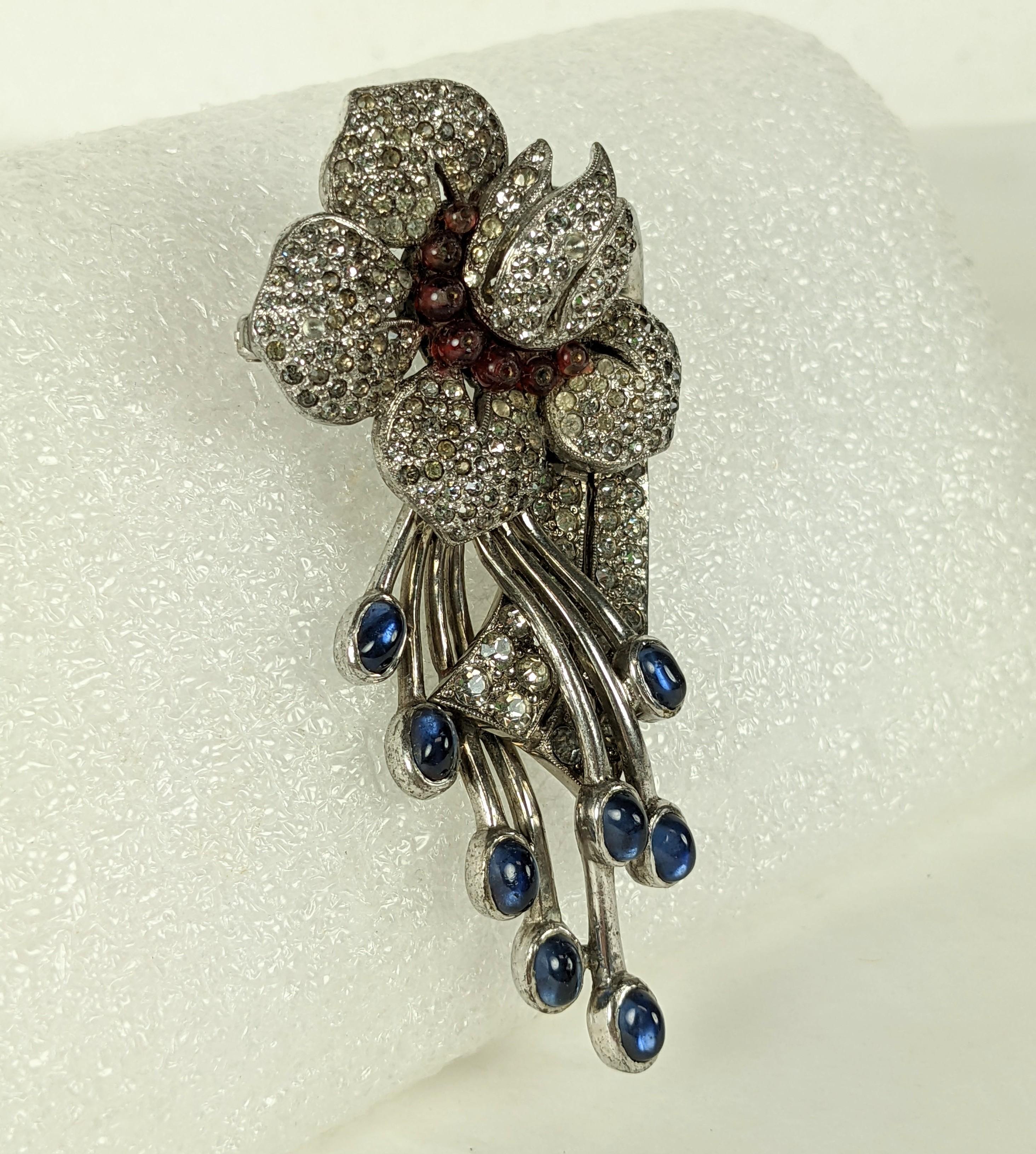 Art Deco Pave Lily Brooch, De Rosa In Good Condition For Sale In New York, NY