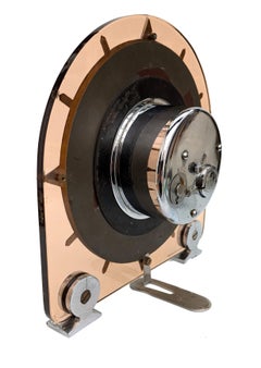 Art Deco Peach Colour Mirror Glass 8 Day Movement Mantle Clock, c1930