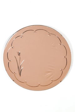 Art Deco Peach Coloured &Etched  Wall Mirror