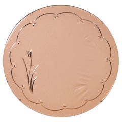 Art Deco Peach Coloured &Etched  Wall Mirror
