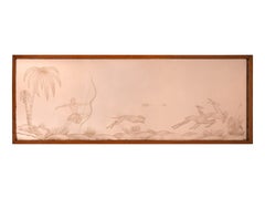Art Deco Peach Engraved Mirror