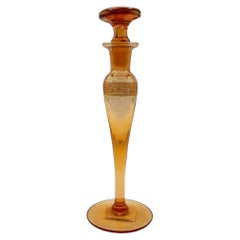 Art Deco Peach Glass Perfume Bottle w/ Stopper by Steuben Aurene for Devilbiss