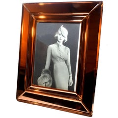 Art Deco Peach Mirrored Bevelled Glass Picture Frame, circa 1930