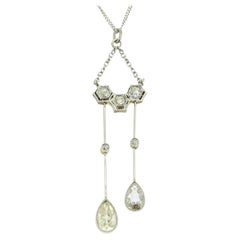 Art Deco Pear Cut Diamond Negligee Pendant Necklace