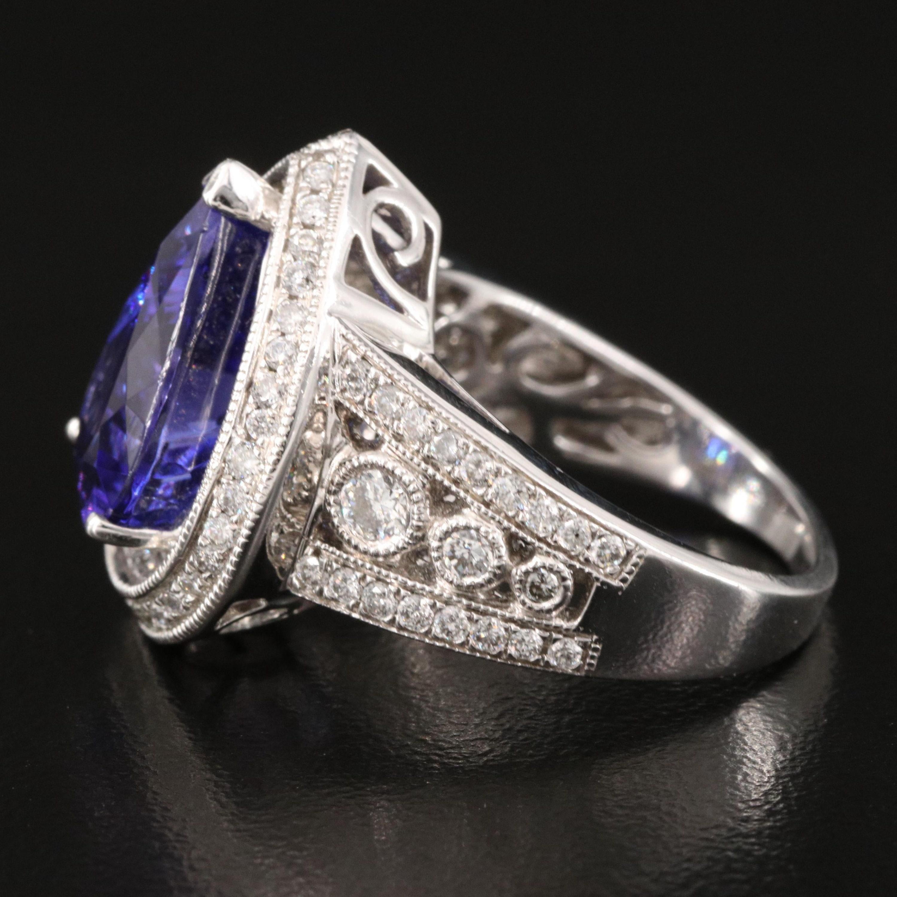 For Sale:  6.7 Carat Art Deco Pear Cut Tanzanite Engagement Ring White Gold Wedding Ring 3