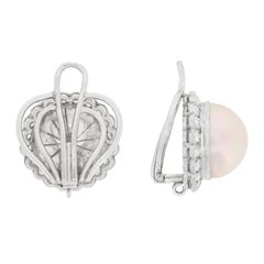 Art Deco Pearl and Diamond Cluster Clip-On Earrings, circa 1920s