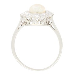 Art Deco Pearl and Diamond Cluster Ring, c.1920s