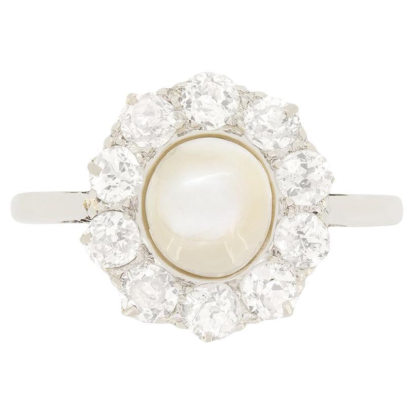 Art Deco Pearl and Diamond Cluster Ring, c.1920s
