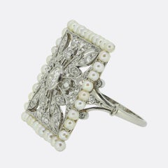 Art Deco Pearl and Diamond Dress Ring