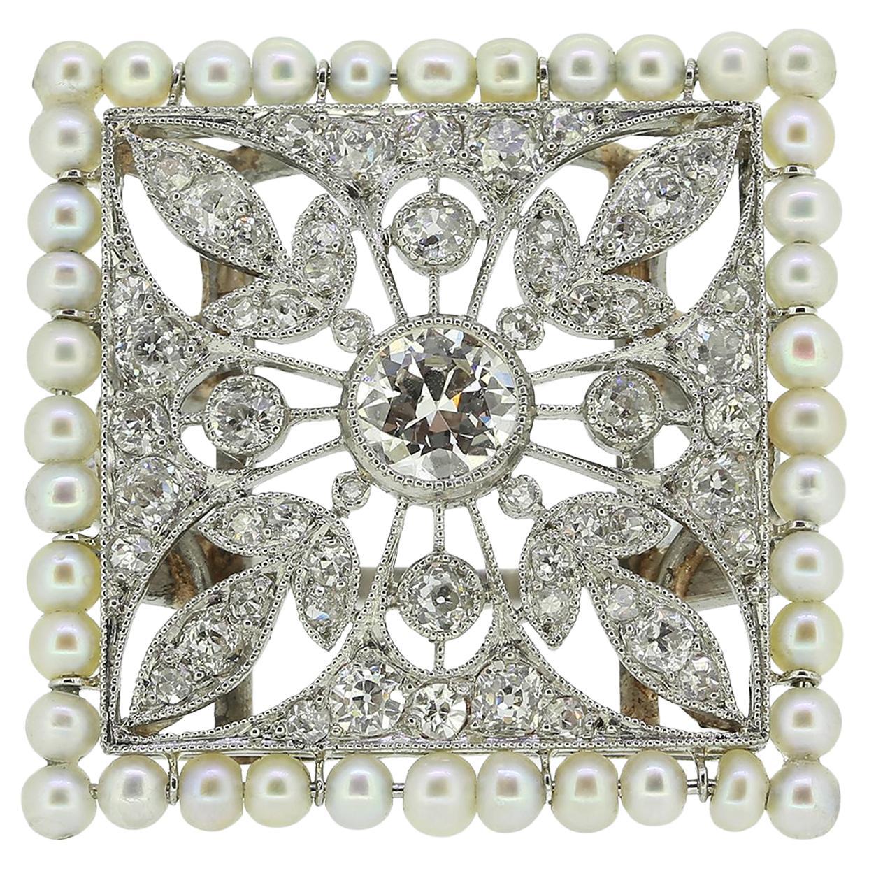 Art Deco Pearl and Diamond Dress Ring