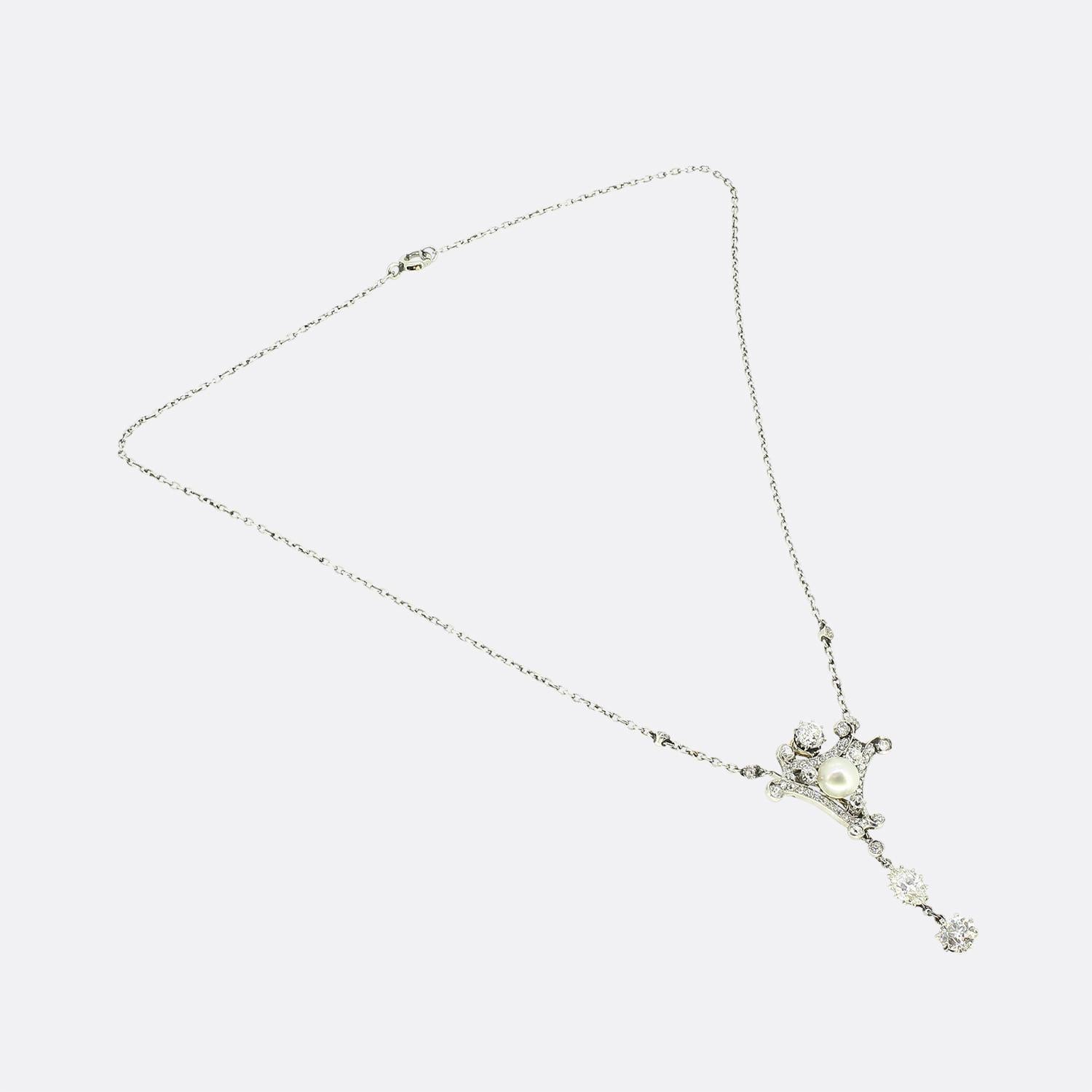 Collana Art Déco con perle e diamanti In condizioni buone in vendita a London, GB