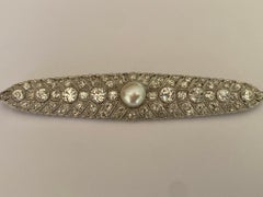 Art Deco Pearl and Diamond Platinum Brooch
