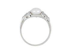 Art Deco pearl and diamond ring, English, circa 1930.
