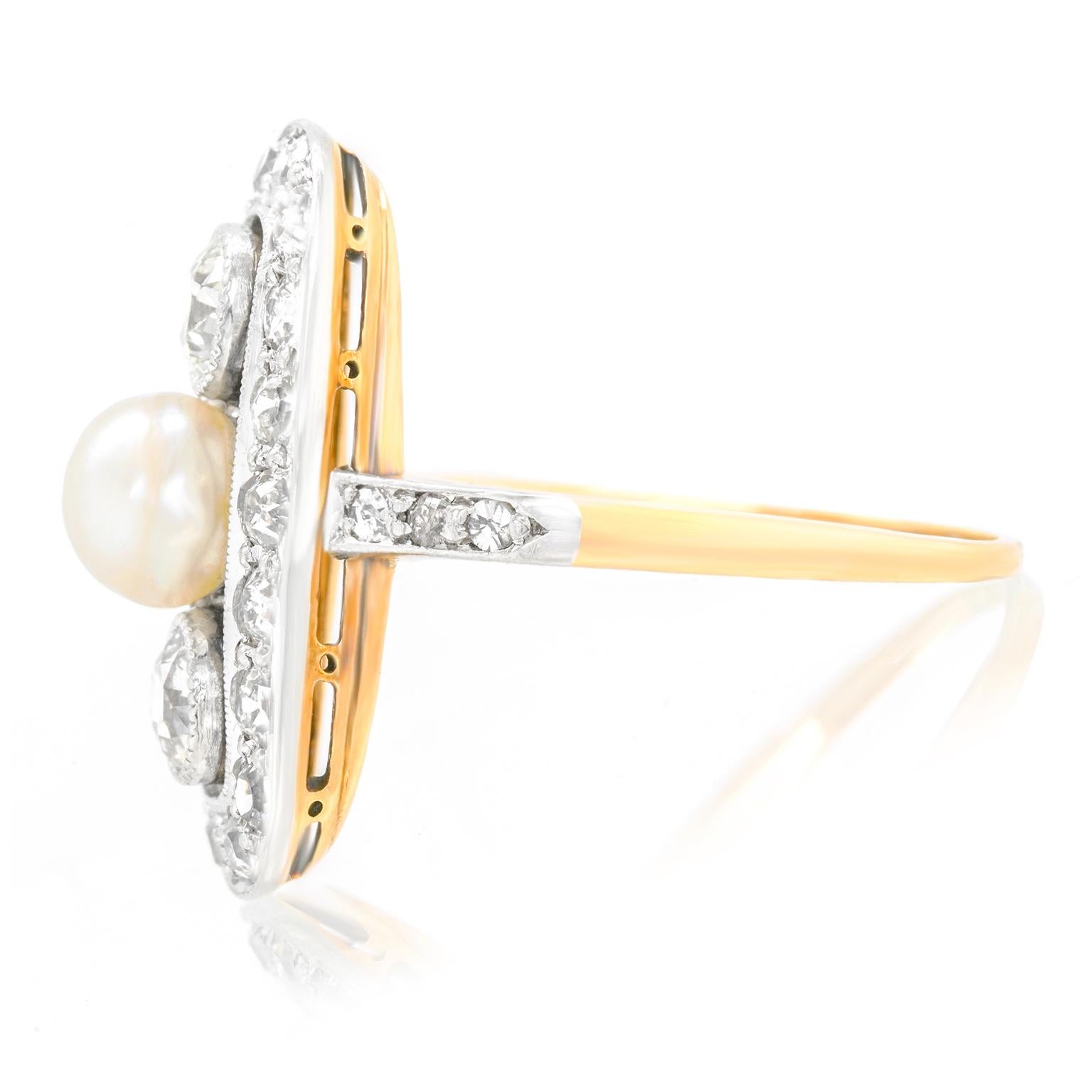 Art Deco Pearl and Diamond Ring 1
