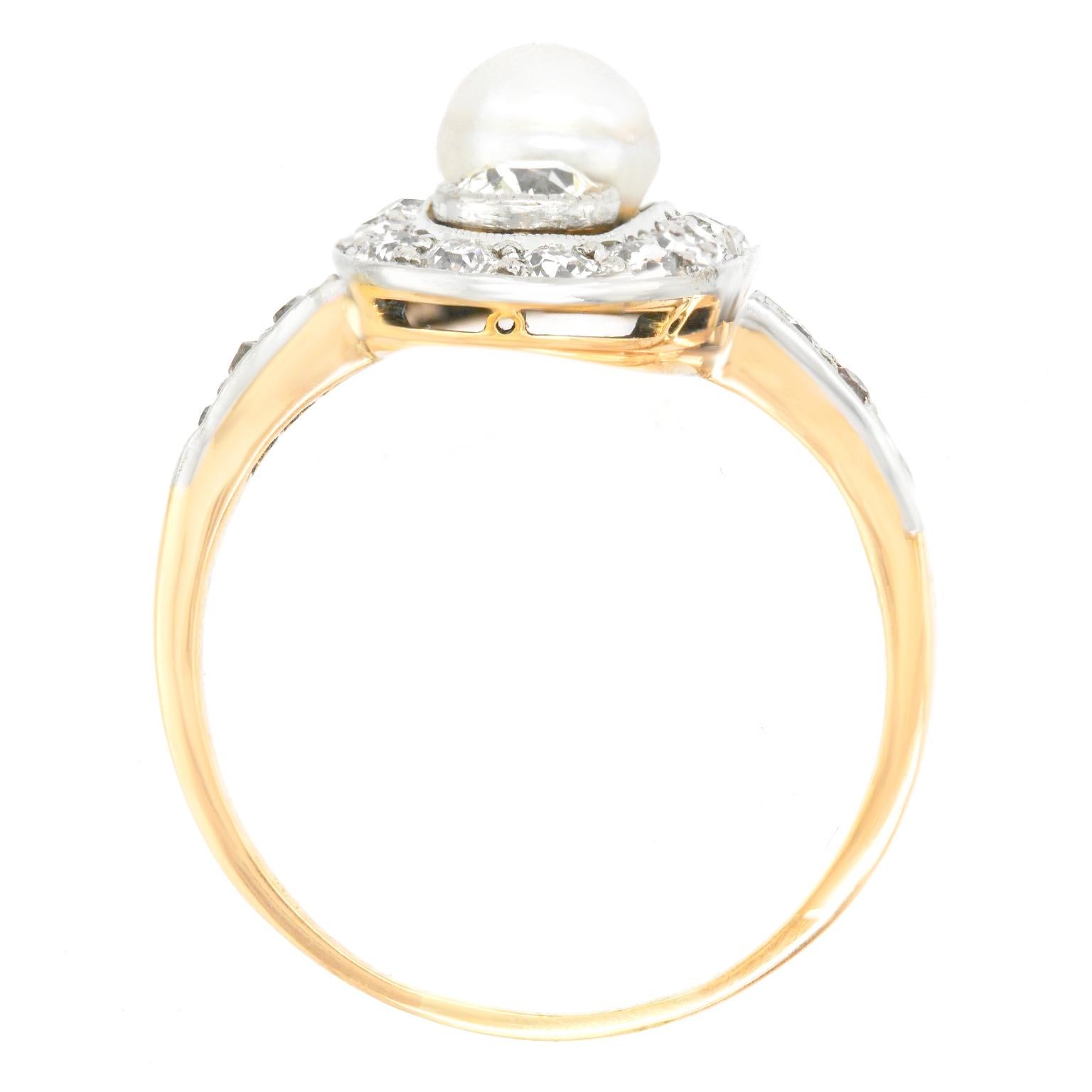 Art Deco Pearl and Diamond Ring 4