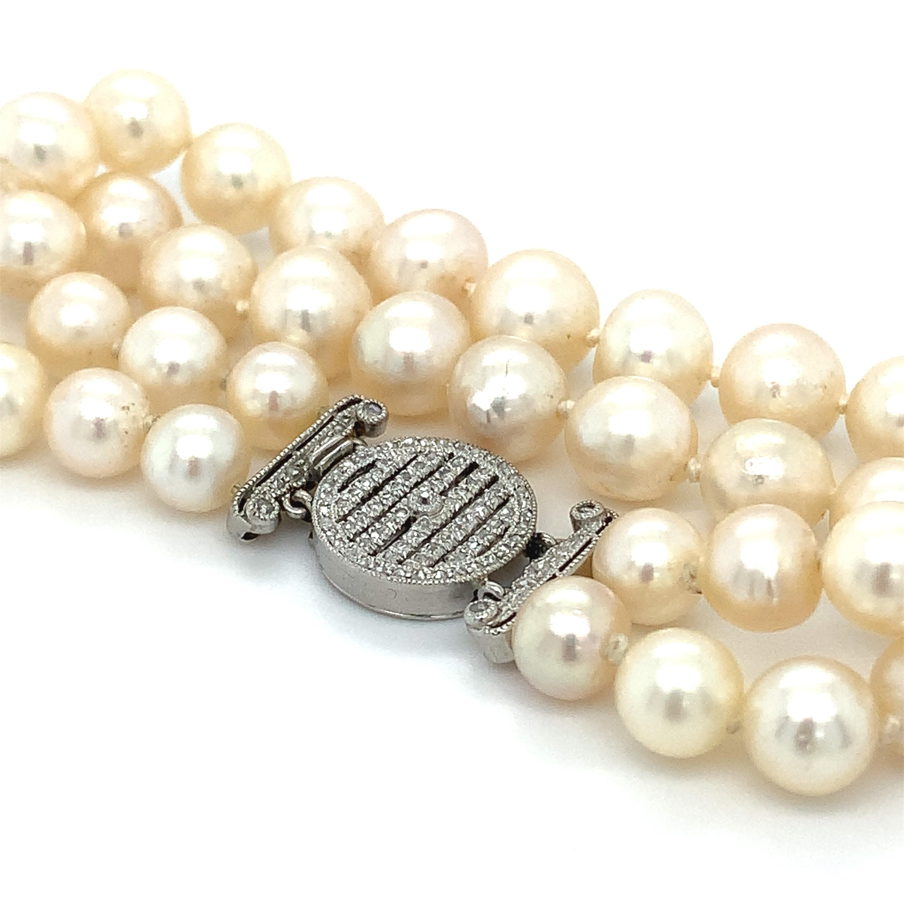 Bracelet double brin Art déco en platine avec perles et diamants Neuf - En vente à London, GB