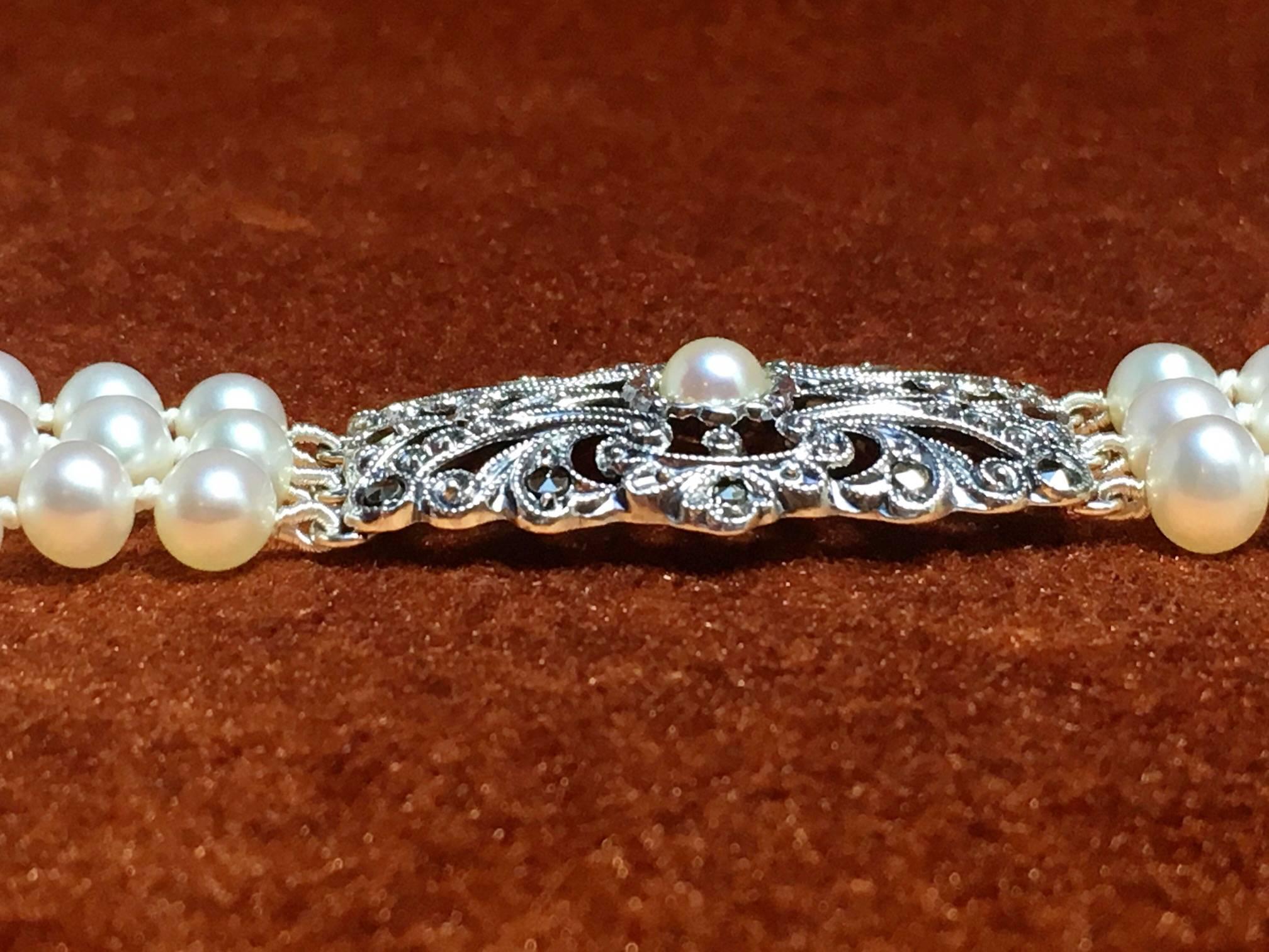 Art Deco Pearl Bracelet Antique Silver Ornament 3