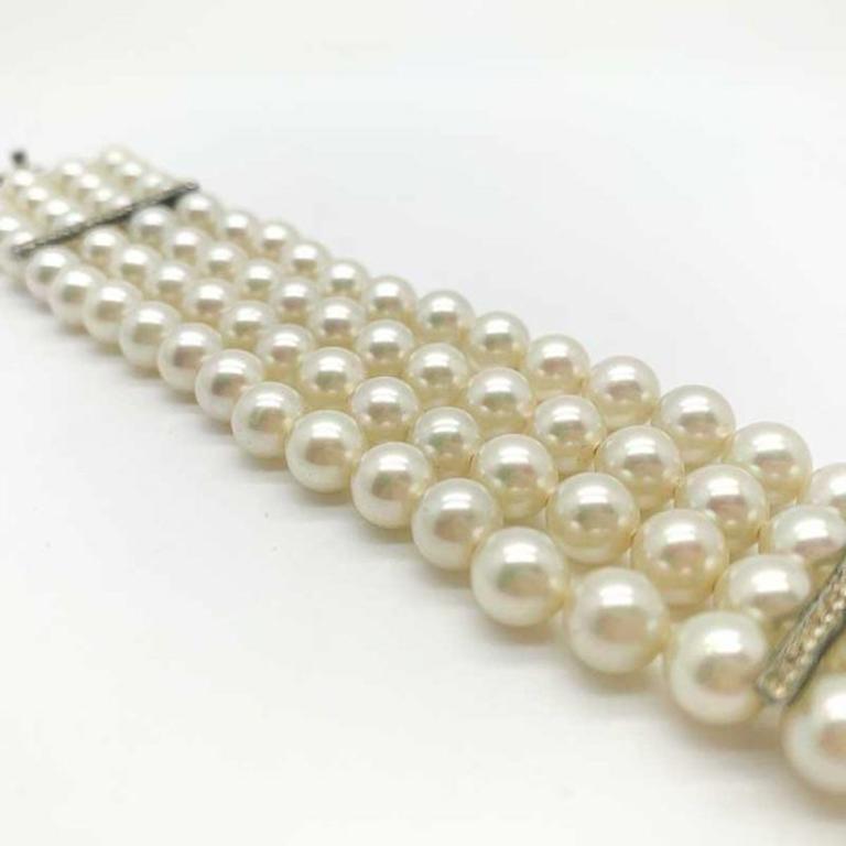 Art Deco Pearl Cuff with Sterling Silver and Paste Clasp 1930s In Good Condition In Wilmslow, GB