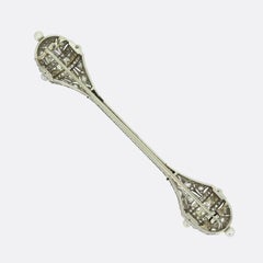 Art Deco Pearl Diamond and Enamel Brooch