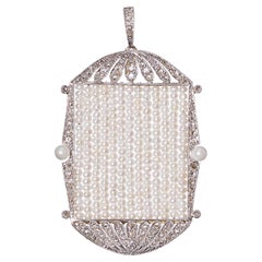 Art Deco Pearl, Diamond And Platinum Pendant, Circa 1930