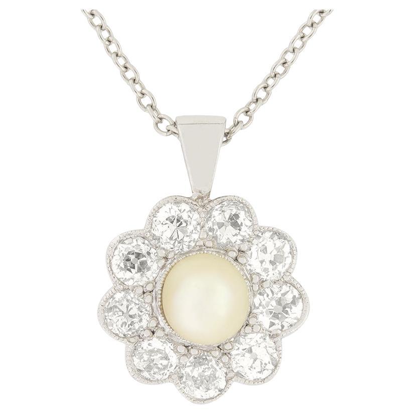 Art Deco ThreeRow Pearl Necklace with Diamond Clasp, circa 1920s For