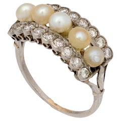Art Deco Perlen Diamant Platin Ring