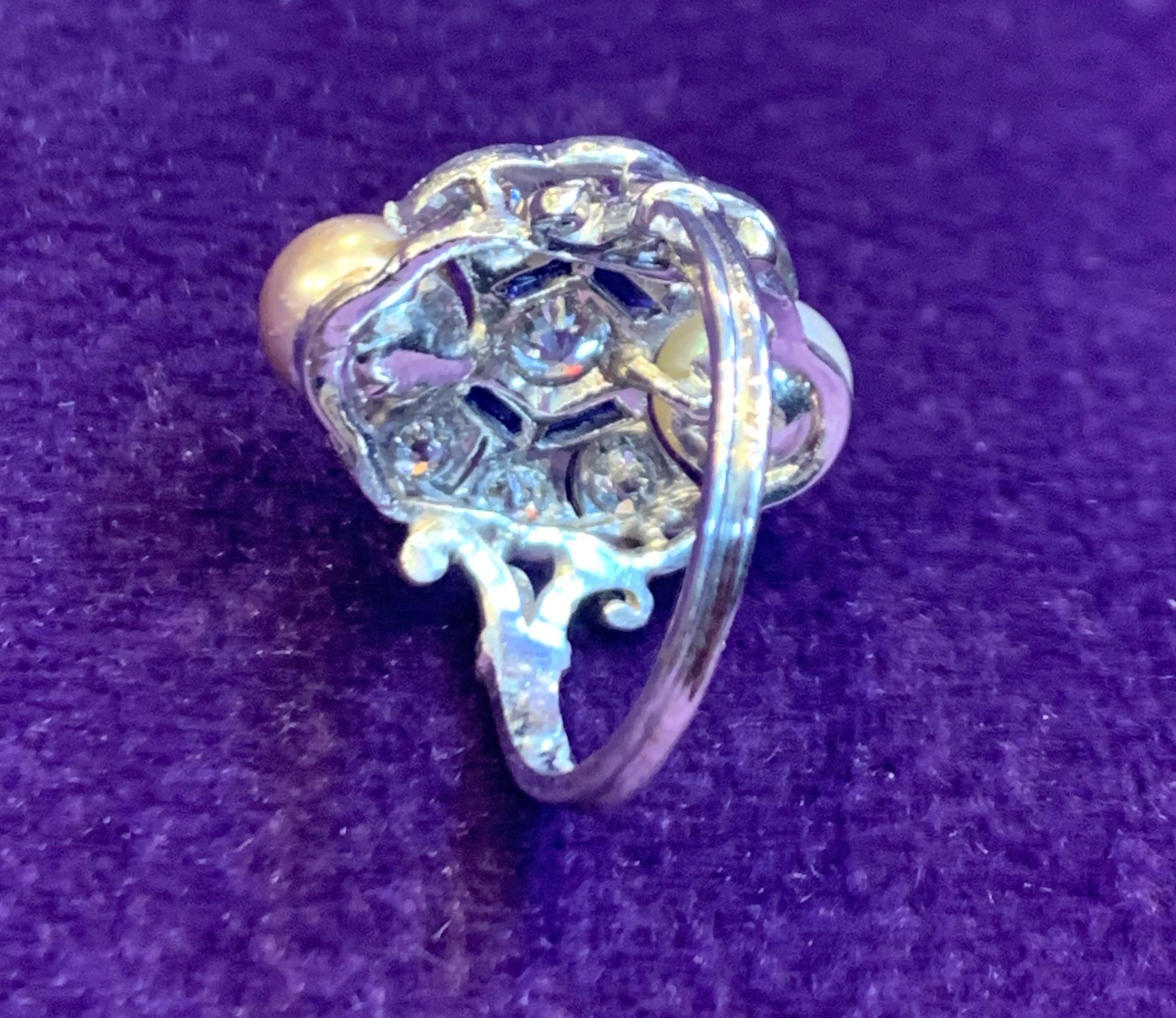 Art Deco Pearl & Diamond Ring For Sale 1