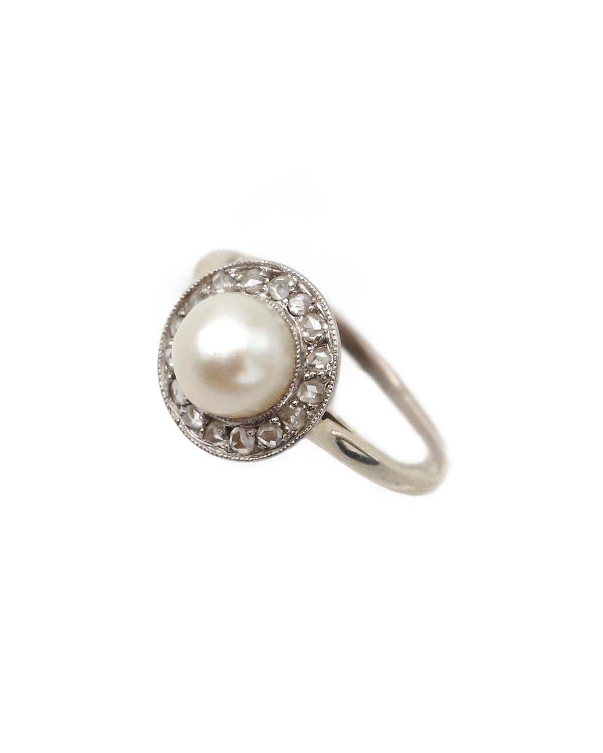 ART OF PEARLS bague perle diamant en or 18k, bague circulaire, diamant taille rose, certifiée Pour femmes en vente