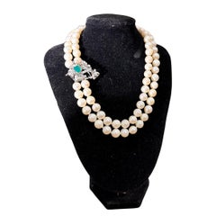 Art Deco White Gold Sautoir Necklace, 80 Cultured Pearls, 1940s
