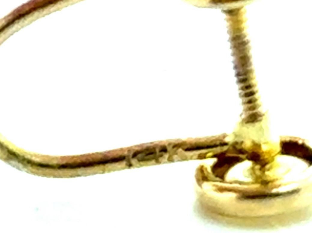 Art Deco Perle Tropfen Clip auf Ohrringe 14K Gelbgold 9mm Antike Original 1940er Jahre im Zustand „Hervorragend“ im Angebot in Dearborn, MI