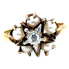 Art Deco Pearl Eastern Star Ring Cocktail Vintage Antique Original 1930's Yellow