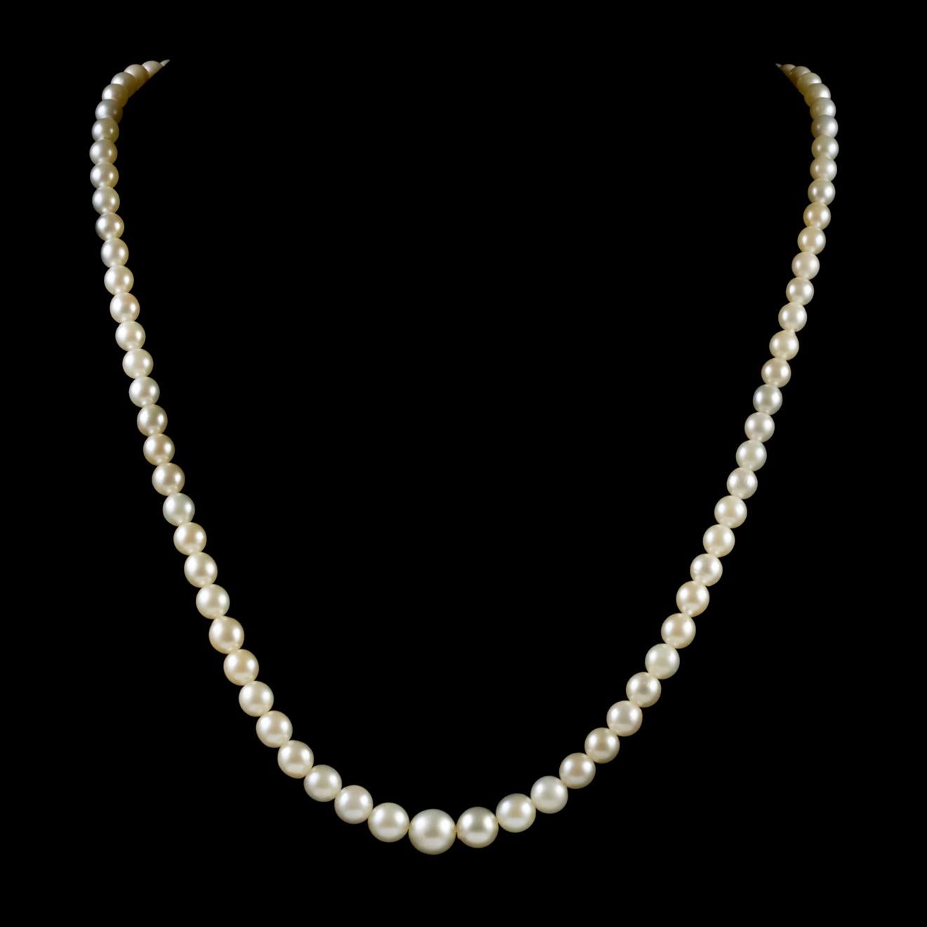 Art Deco Pearl Necklace Sapphire Diamond Platinum Clasp, circa 1930 In Good Condition For Sale In Lancaster, Lancashire