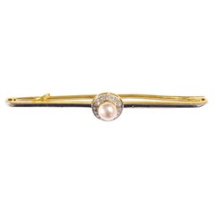 Art Deco Pearl Pin Brooch in 18k Gold Art Deco Pearl Pin Brooch in 18k Gold