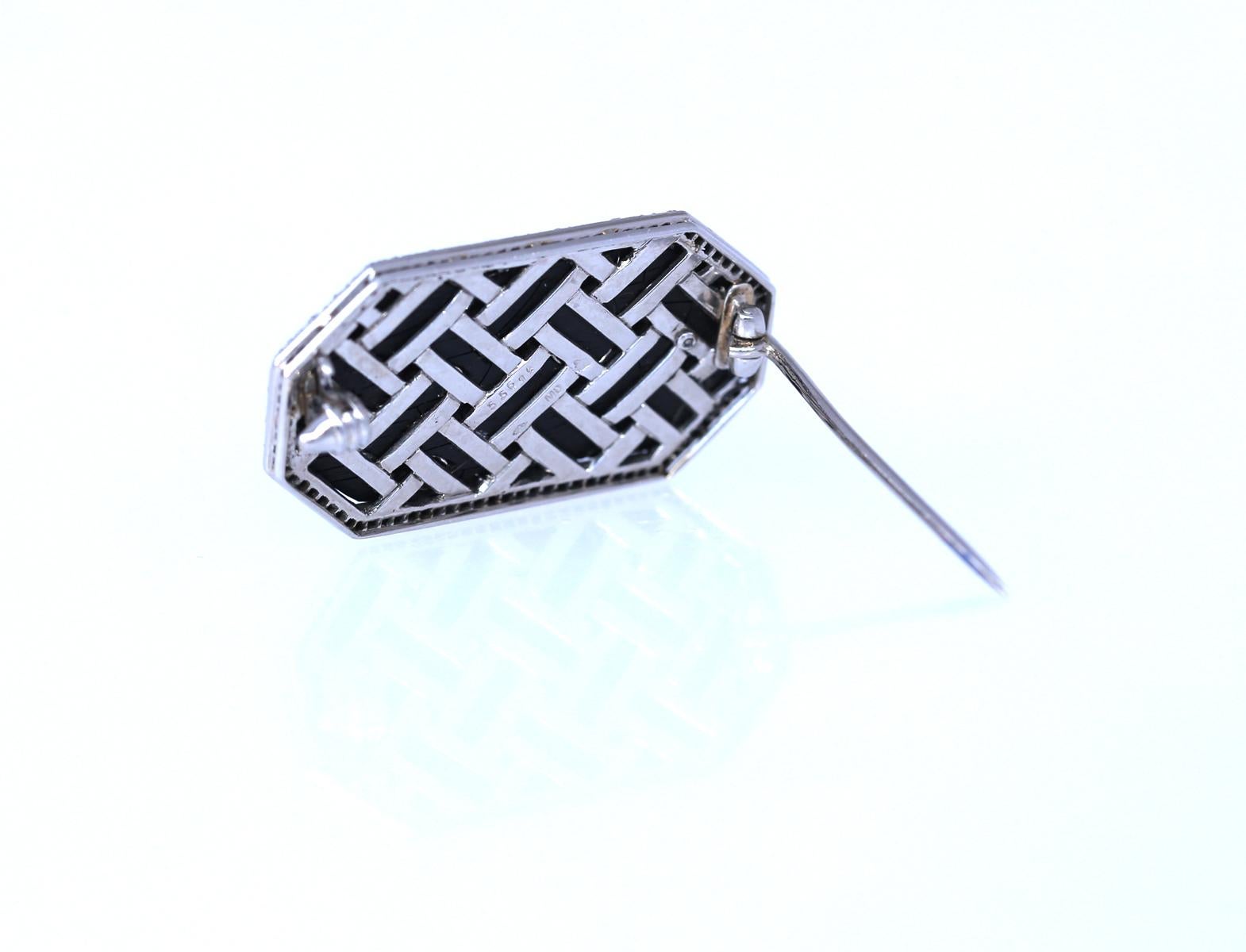 Art Deco Pearl Seeds Jet Platinum Brooch, 1920 For Sale 1