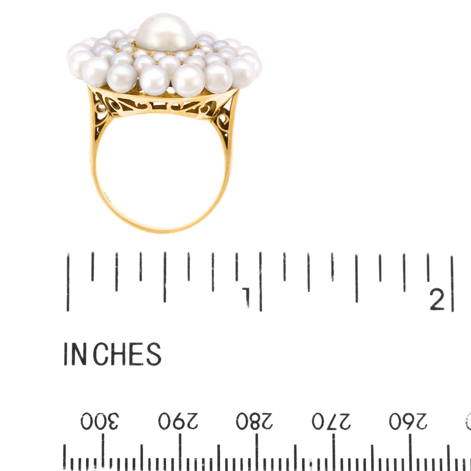 Art Deco Pearl-Set Gold Ring 2