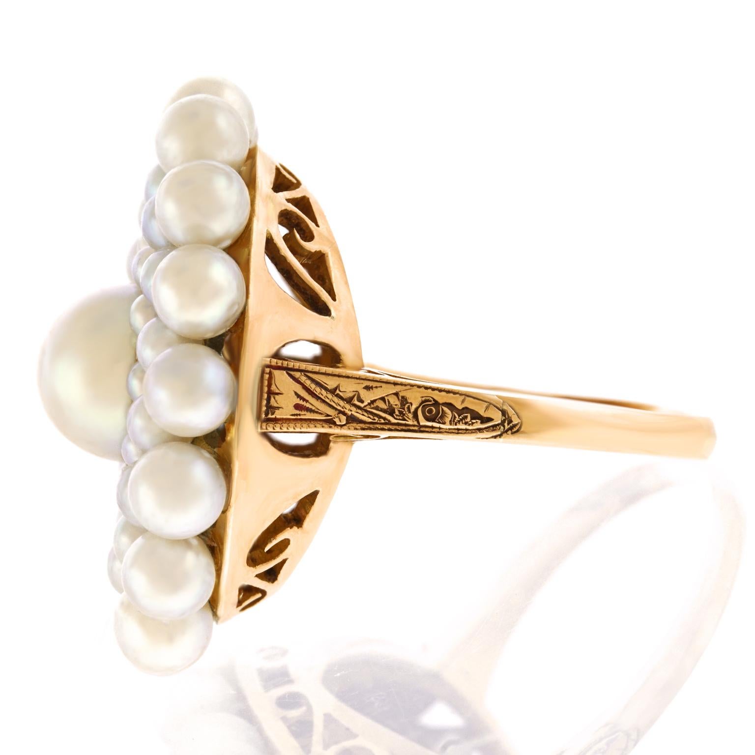 Art Deco Pearl-Set Gold Ring 3