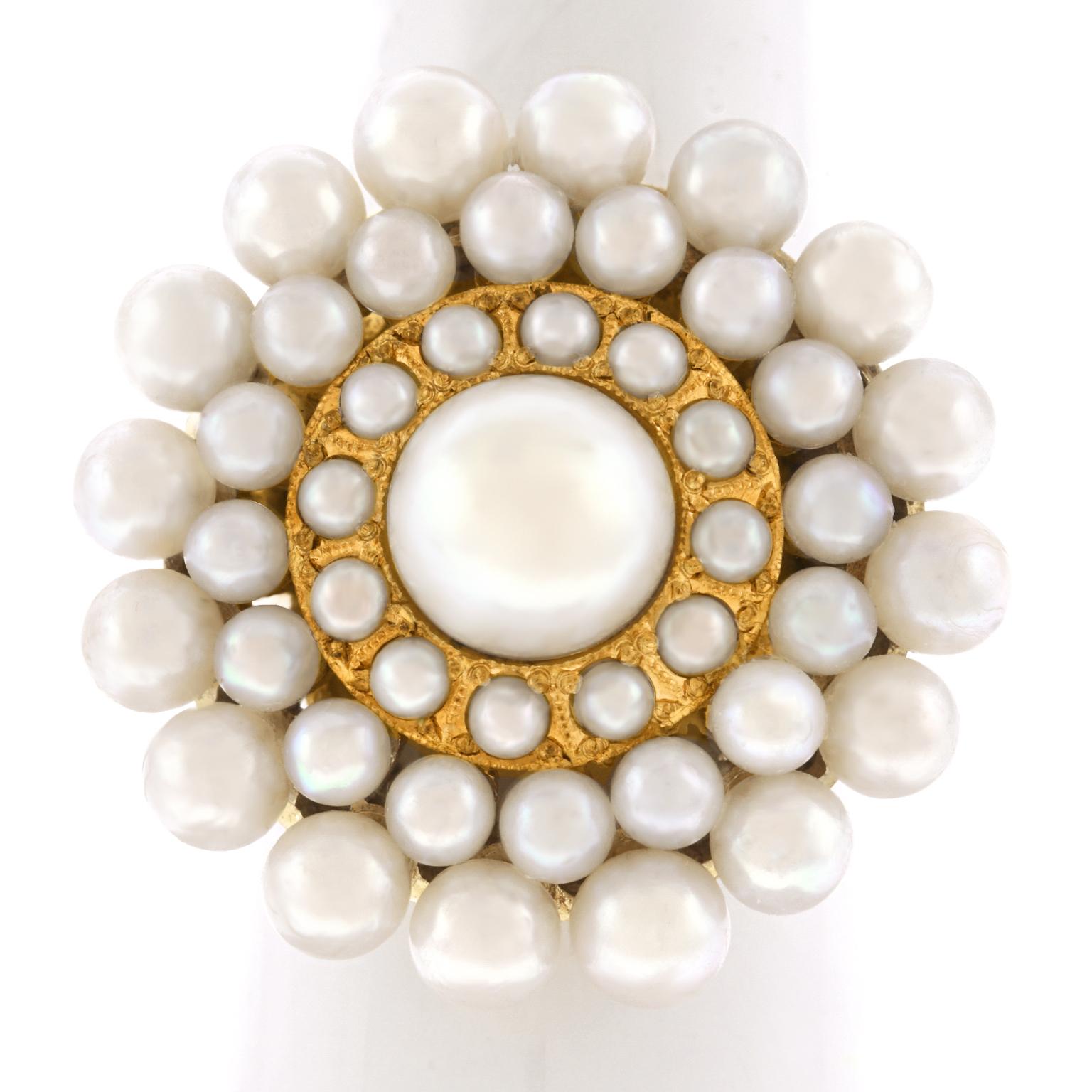 Art Deco Pearl-Set Gold Ring 4