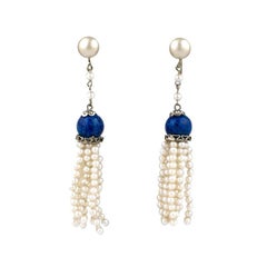 Antique Art Deco Pearl Tassel Earrings