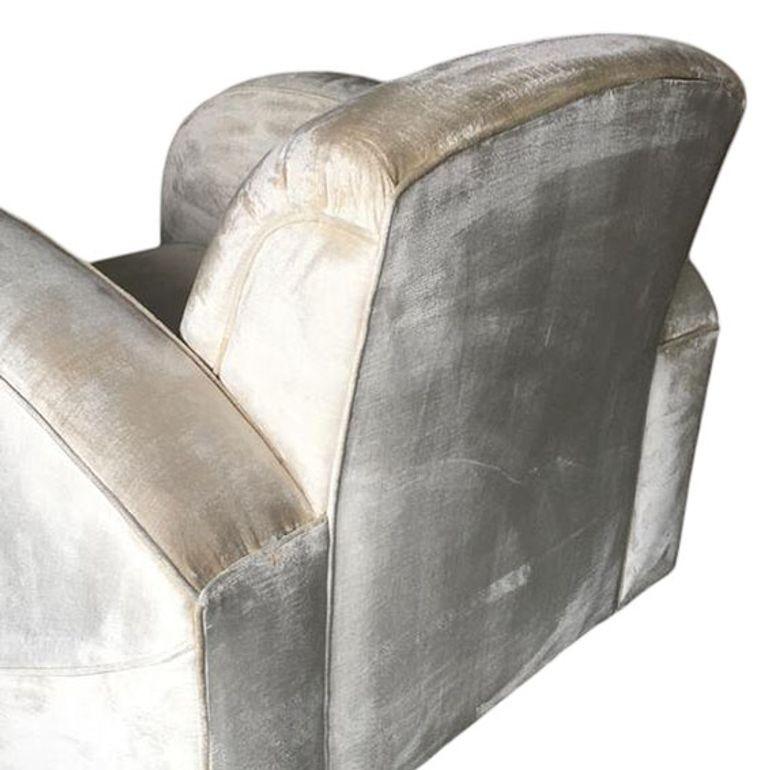 Sedia Jazz Club Art Deco in mohair bianco perla con braccioli Speed in vendita 1