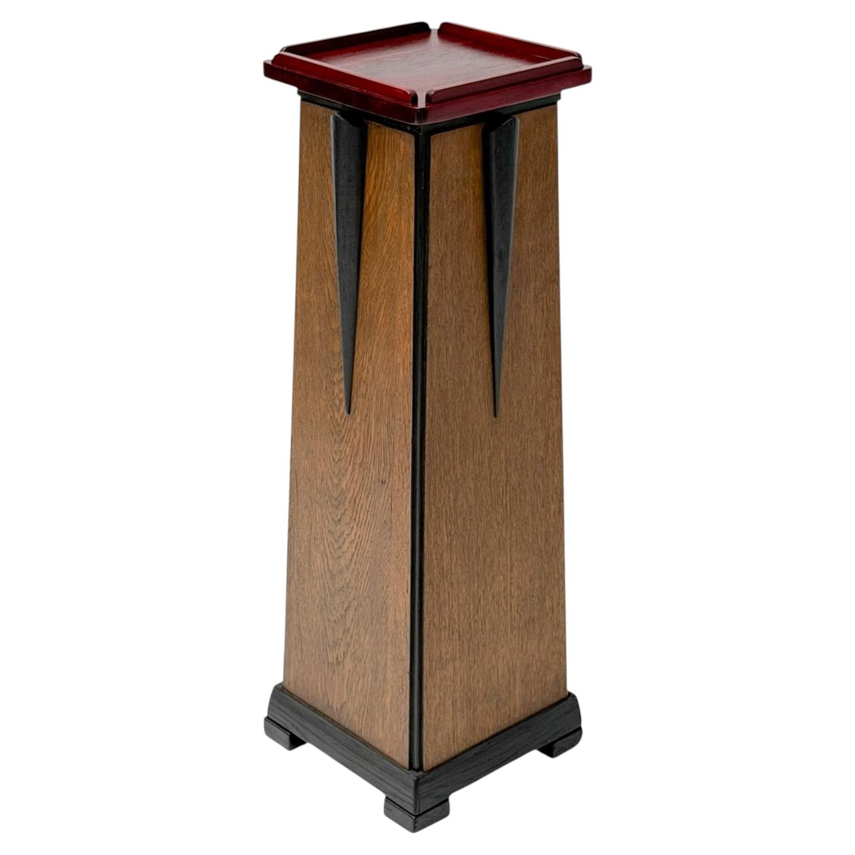 Art Deco Pedestal by E.G.C. Schubad, Oak & Padouk, Dutch Design, 1920s