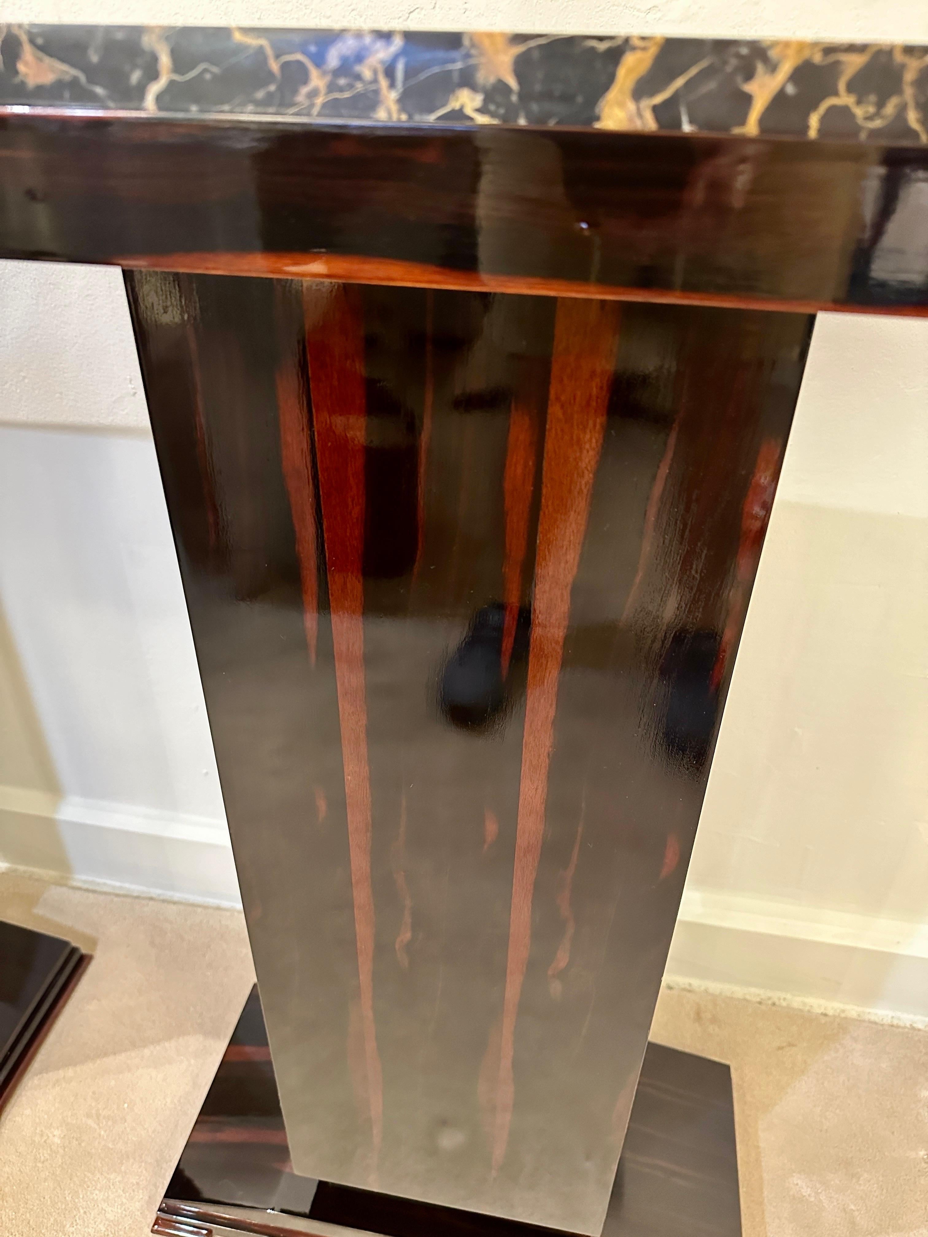 Art Deco Pedestal/Console in Macassar & Belgian Black Marble - Sold Individually For Sale 6