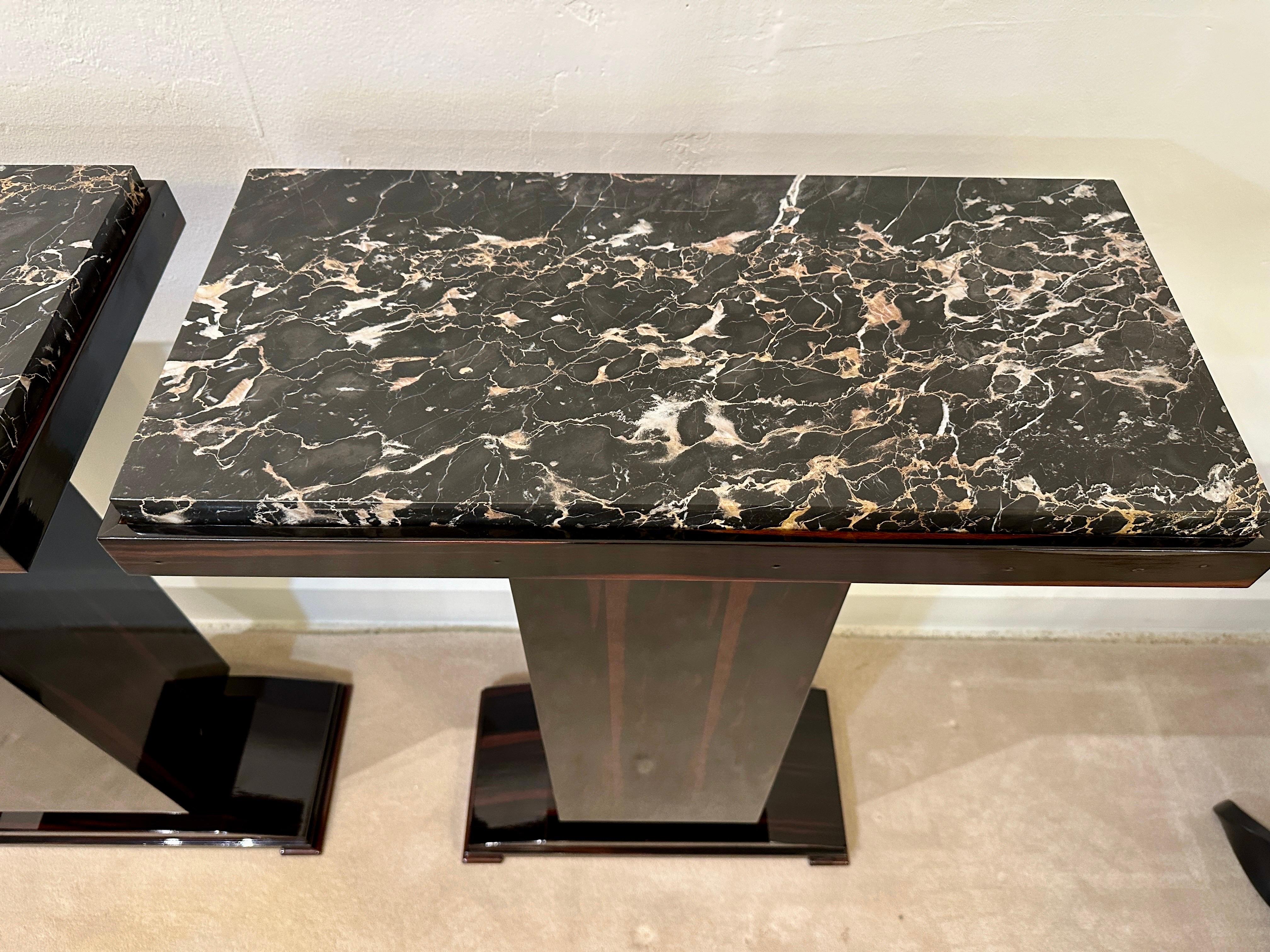 Art Deco Pedestal/Console in Macassar & Belgian Black Marble - Sold Individually For Sale 7