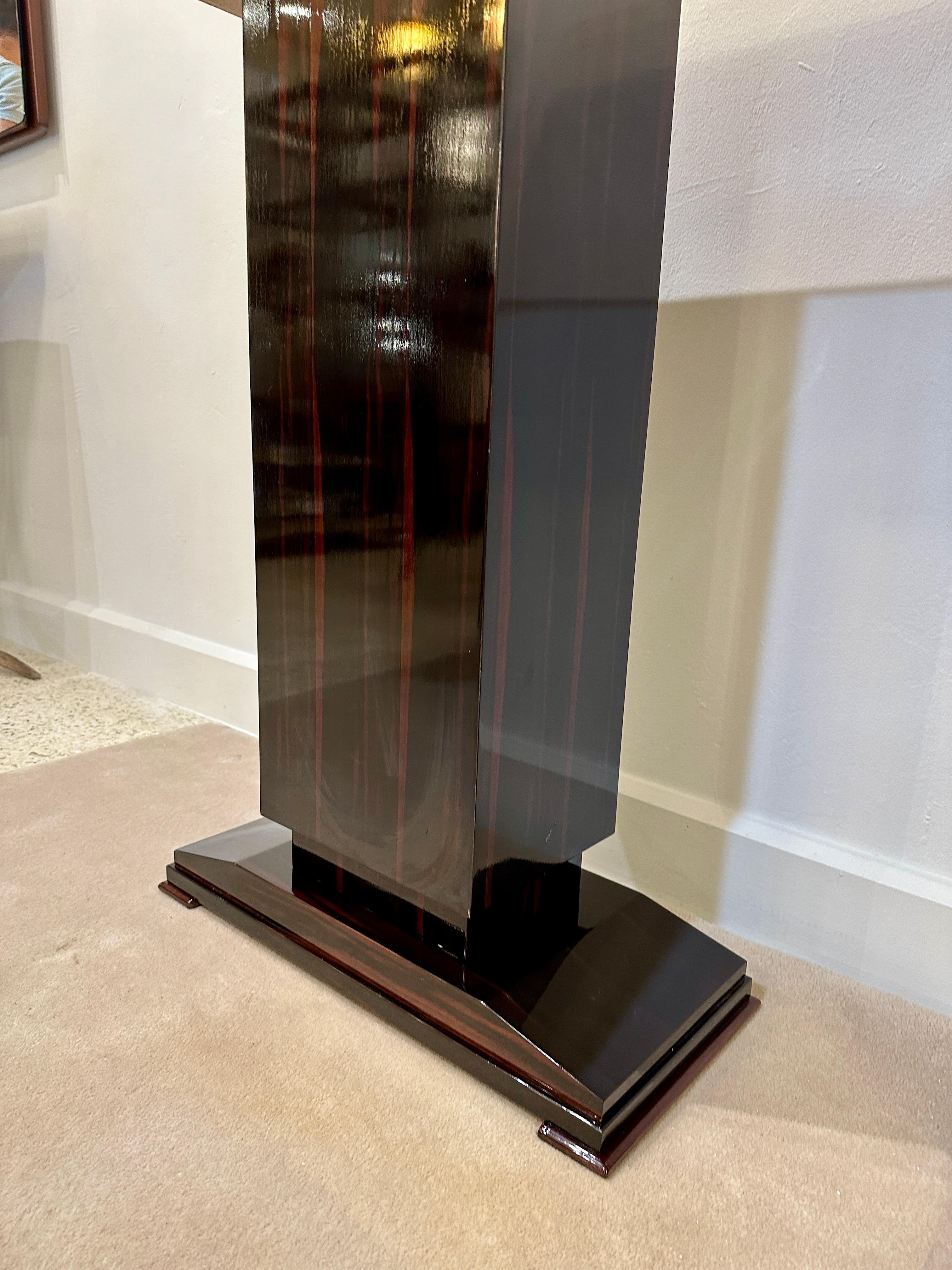 Art Deco Pedestal/Console in Macassar & Belgian Black Marble - Sold Individually For Sale 1