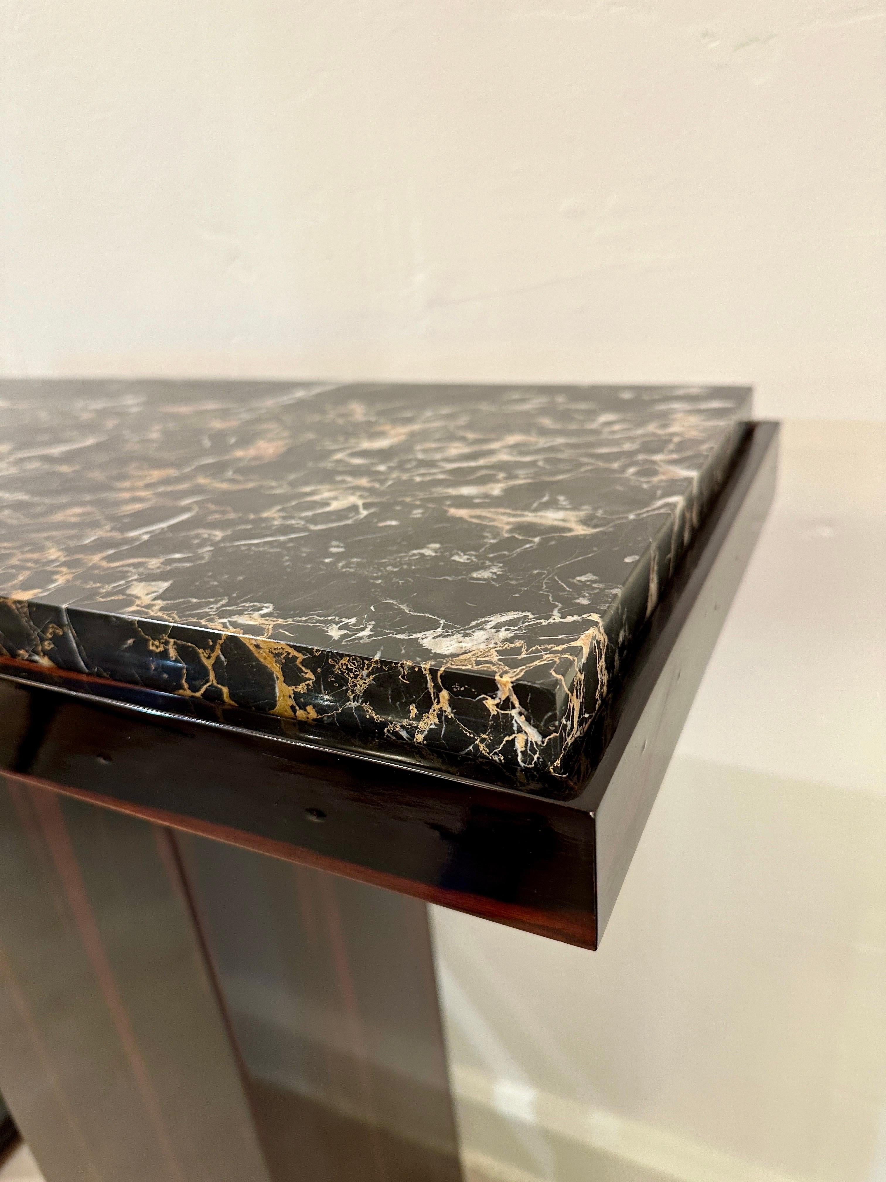 Art Deco Pedestal/Console in Macassar & Belgian Black Marble - Sold Individually For Sale 3