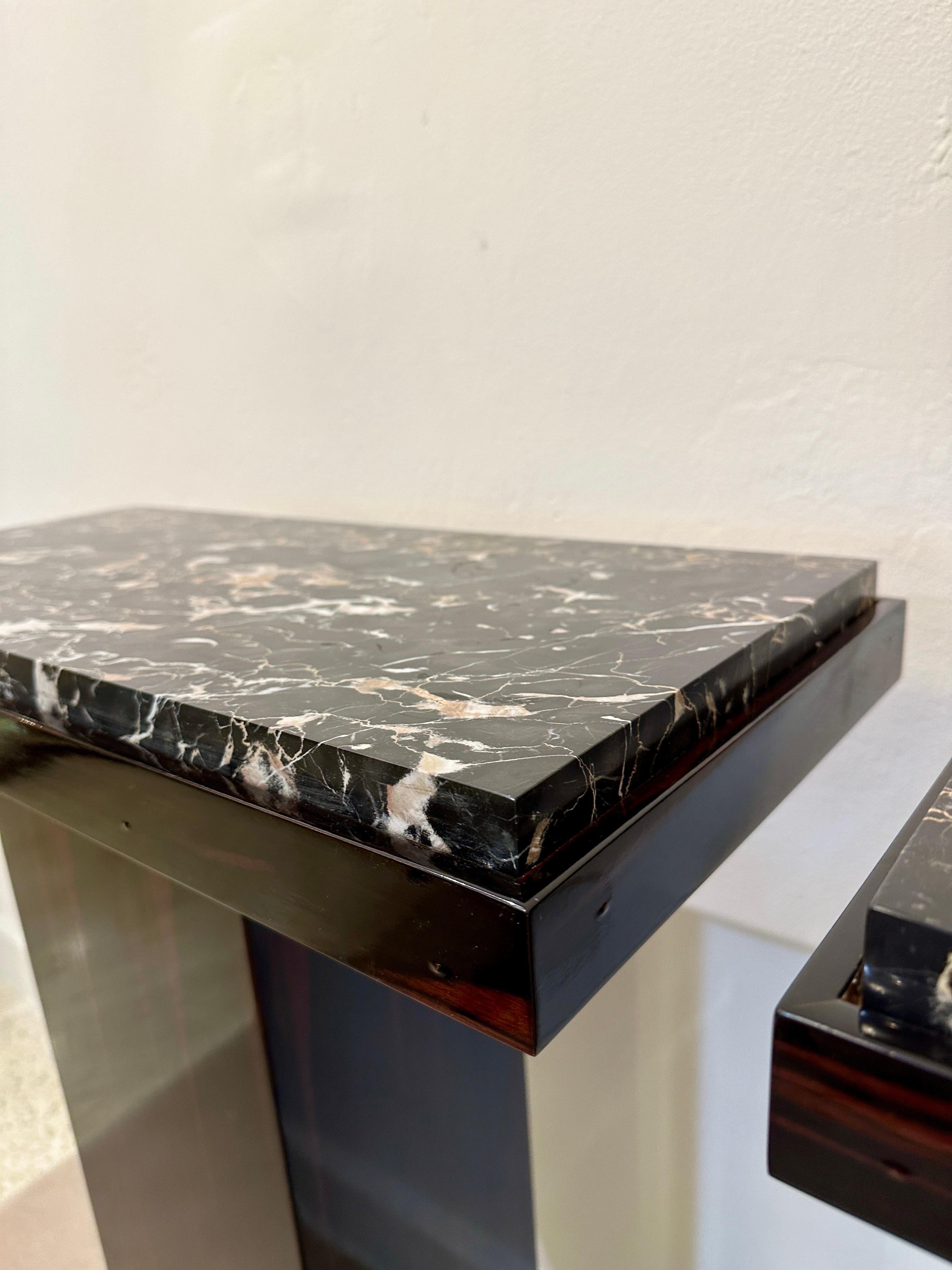 Art Deco Pedestal/Console in Macassar & Belgian Black Marble - Sold Individually For Sale 4
