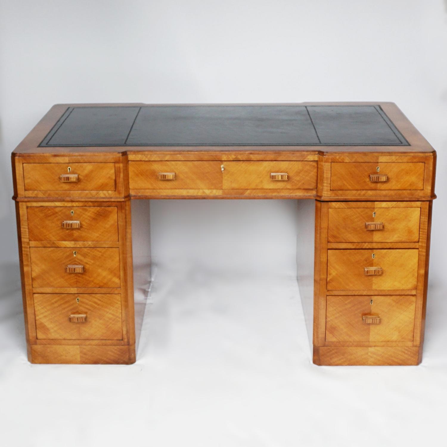 English Art Deco Pedestal Desk Attributed to Heal's of London, Circa 1935