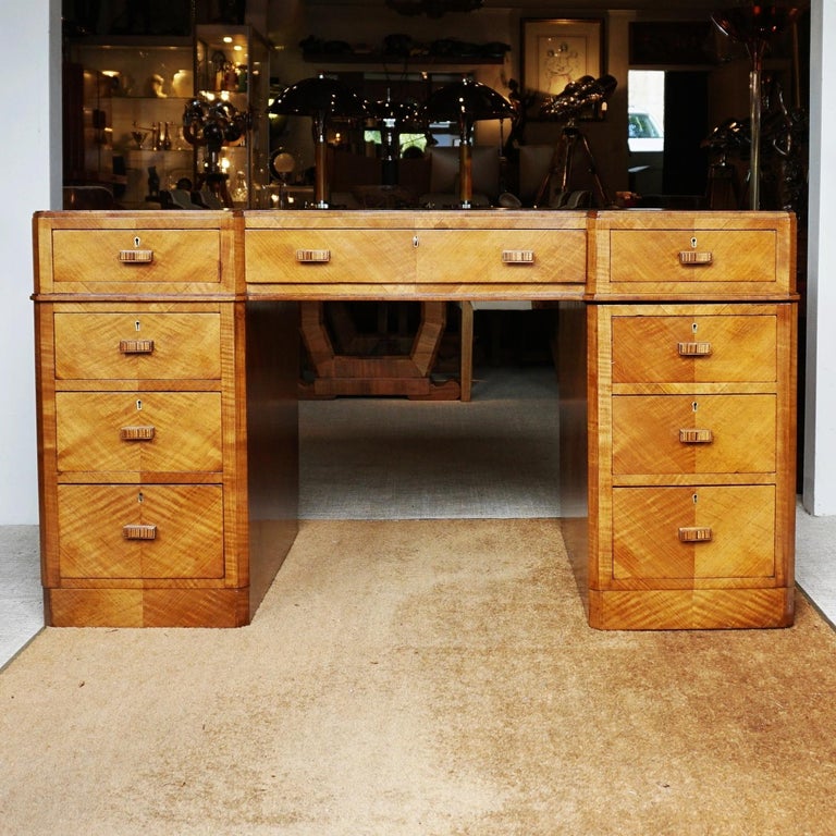 Art Deco Pedestal Desk Attributed to Heal's of London, Circa 1935 at
