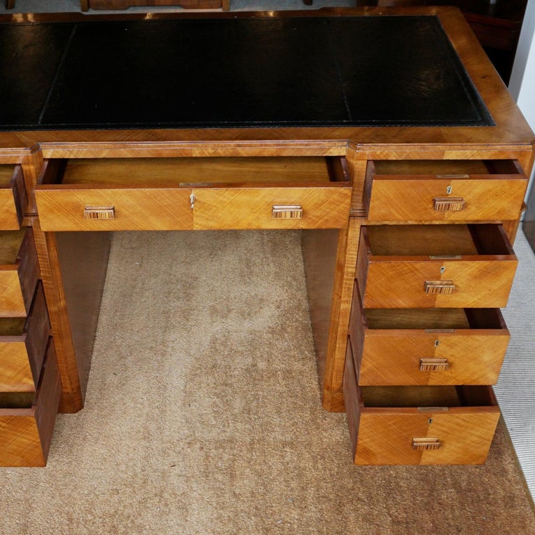 Art Deco Pedestal Desk Attributed to Heal's of London, Circa 1935 at