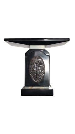 Art Deco Pedestal in Black Marble with Dancers in the Style of Demetre Chiparus